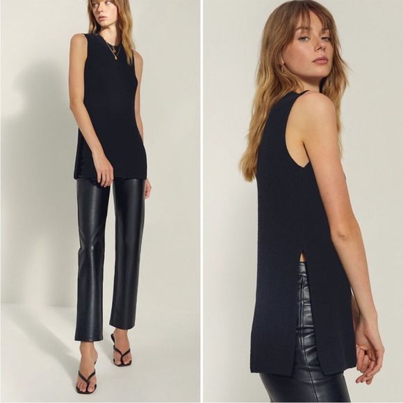 Aritzia Wilfred  Palmier Sweater Sleeveless Crew Neck Sweater Tunic Light Gray - Picture 4 of 14